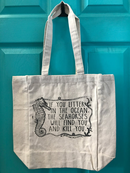 Murderous Seahorses Tote Bag