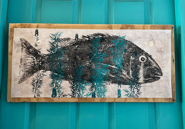 parrot fish mobile phone case gyotaku fish print sumi ink — Sahra Raward ~  Artist & Creator