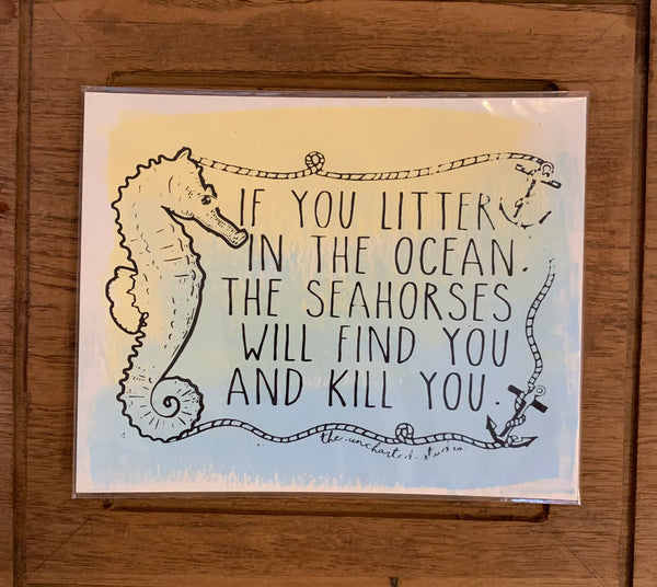 Murderous Seahorse Print