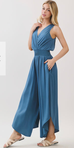Round Hem Rayon Jumpsuit
