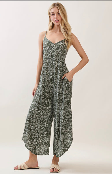 Monstera Print Jumpsuit