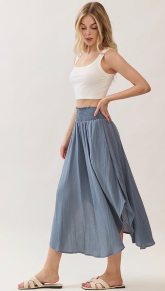 Round Hem Midi Skirt