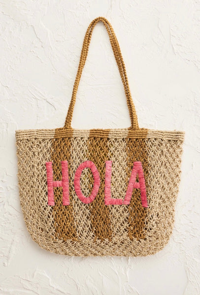 Woven HOLA Tote Bag