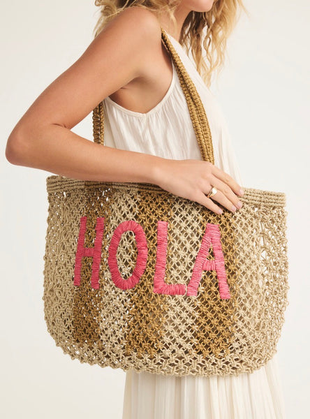 Woven HOLA Tote Bag