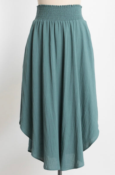 Round Hem Midi Skirt