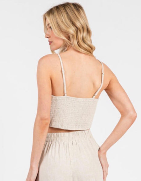 High Neck Linen Cami Top
