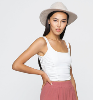 Gathered Side Cropped Tank Top