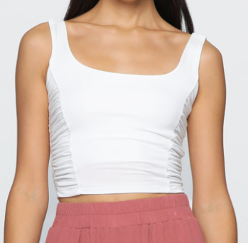 Gathered Side Cropped Tank Top