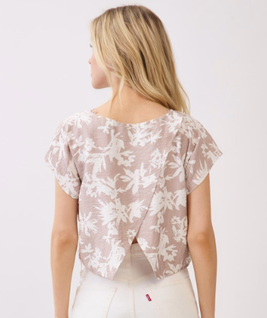 Palm Leaf Boxy Rayon Crop Top