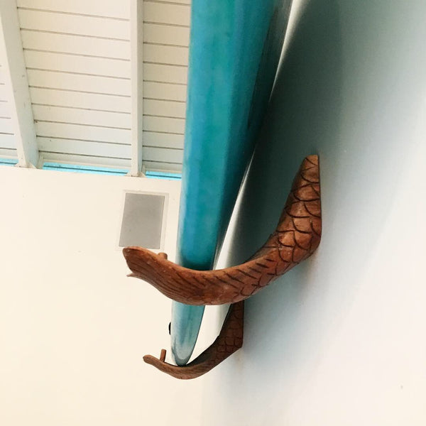Hand Carved Fish Tail Surfboard Wall Racks