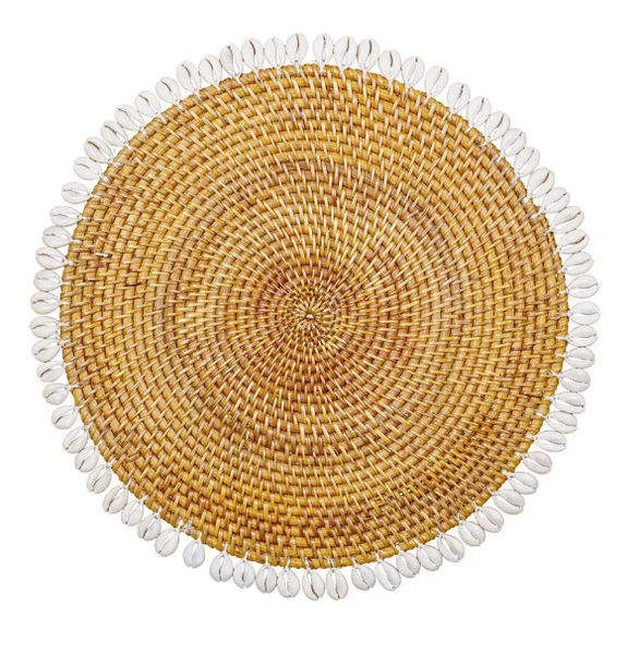 Rattan and Cowrie Shell Placemat