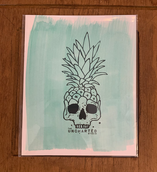 Mixed Media Pineapple Skull Print